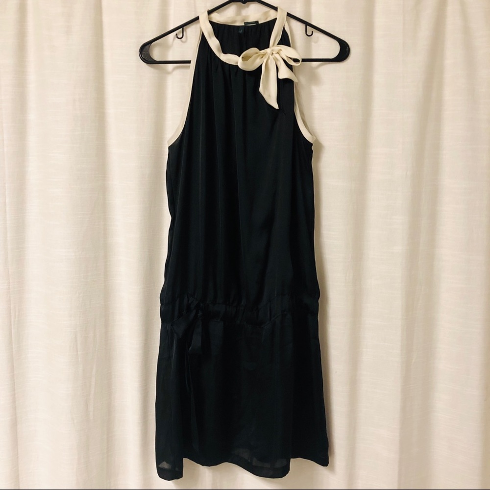 Black Silky Dress with Bow Tie